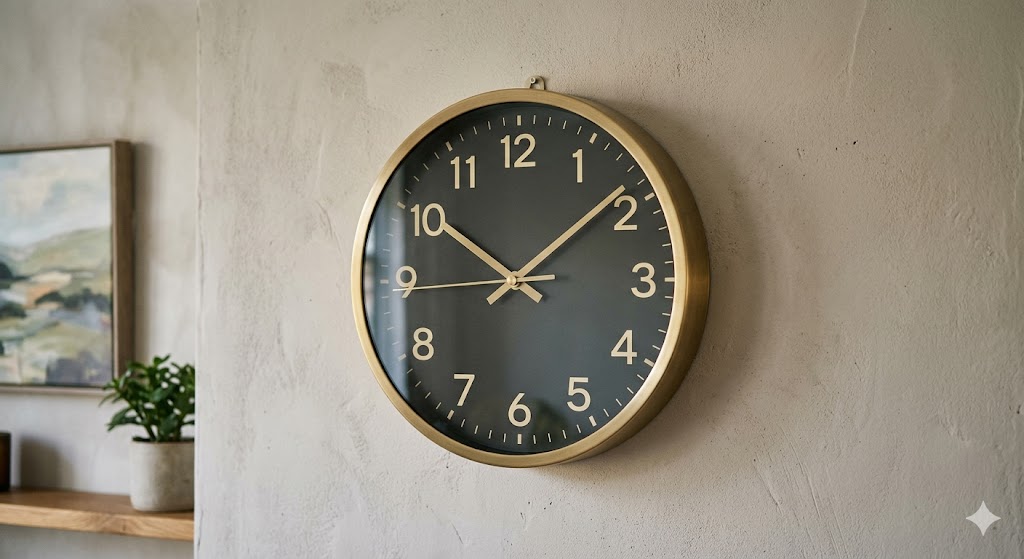 Matte Black and Brass Wall Clock